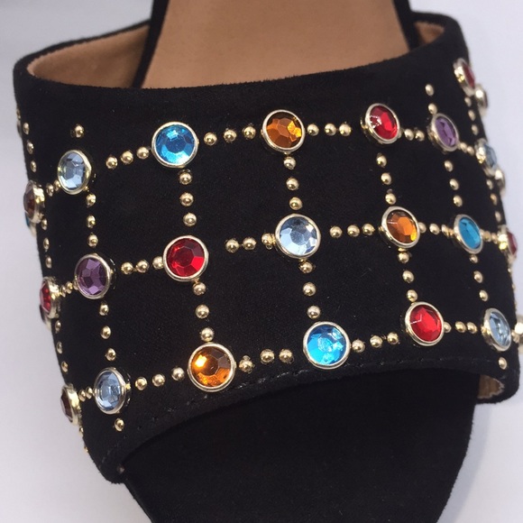 Qupid Ladies Platform Black Suede 5” Heels Pumps Open Toe Black Suede Size 10 - Picture 11 of 16